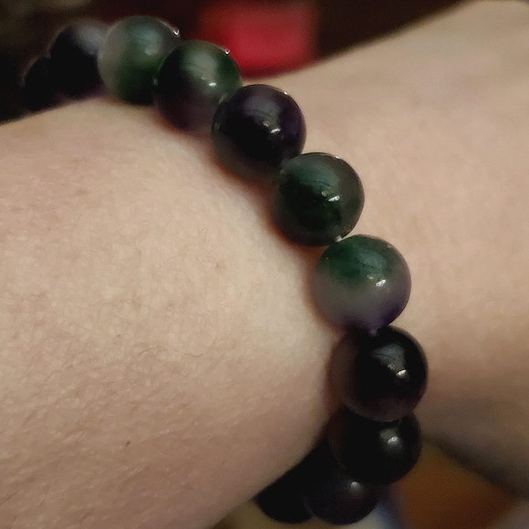 Natural multi treasure turquoise stone, crystal green ghost Agate bracelet 10mm. - Picture 3 of 4